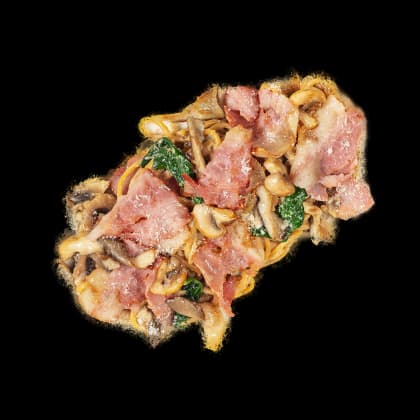 Паста с беконом и грибами